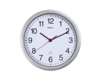 Horloge murale MAULrun Radio-piloté Ø25x5cm plastique argent/blanc