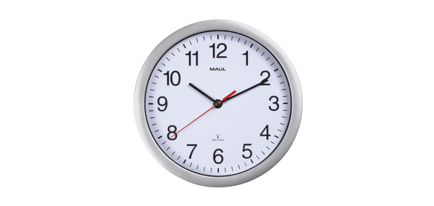 Horloge murale MAULrun Radio-piloté Ø25x5cm plastique argent/blanc