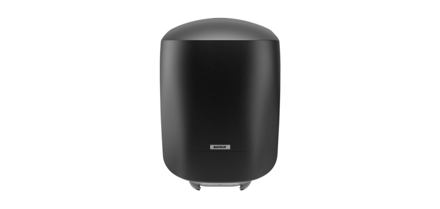Poetspapierdispenser Katrin medium zwart 82254
