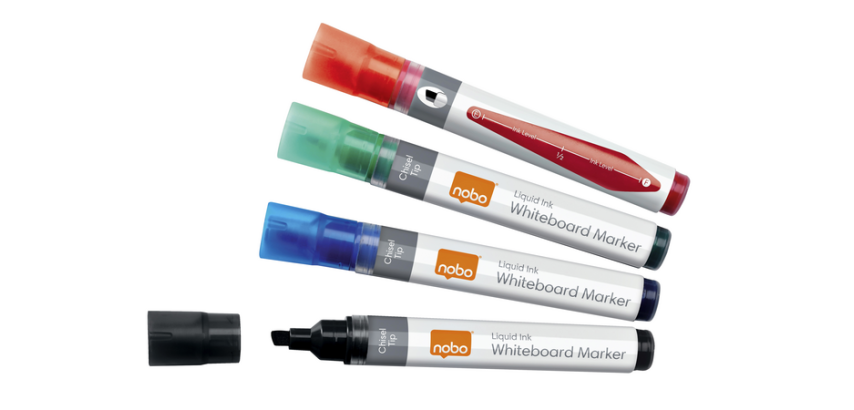 Nobo Liquid Ink Whiteboard Marker Chisel 4mm Assorted 10 Pieces