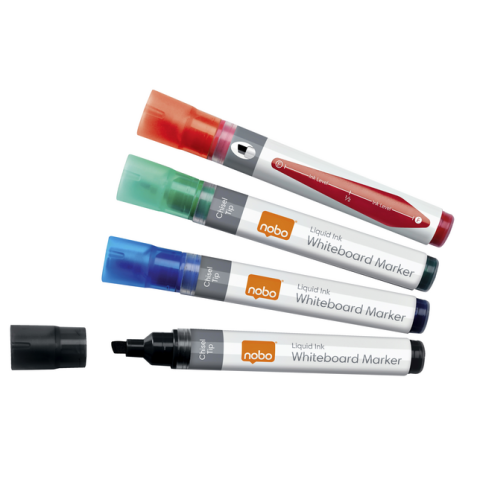 Whiteboardmarker Nobo Liquid ink schuin assorti 4mm 10stuks