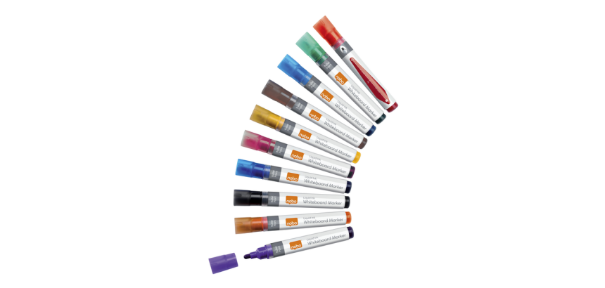 Whiteboardmarker Nobo Liquid ink rond assorti 3mm 10stuks