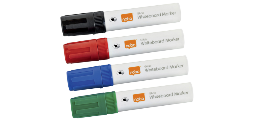 Nobo Glide whiteboard marker chisel 10mm assorted 4 pieces