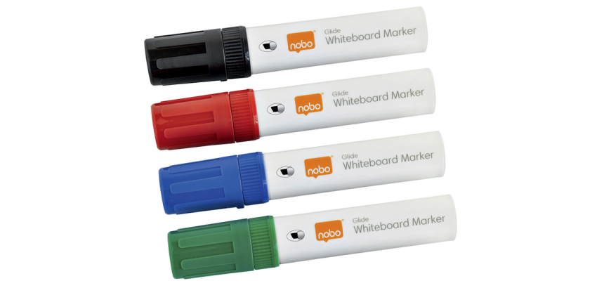 Marqueur tableau blanc Nobo Glide biseau 10mm assorti 4 pièces