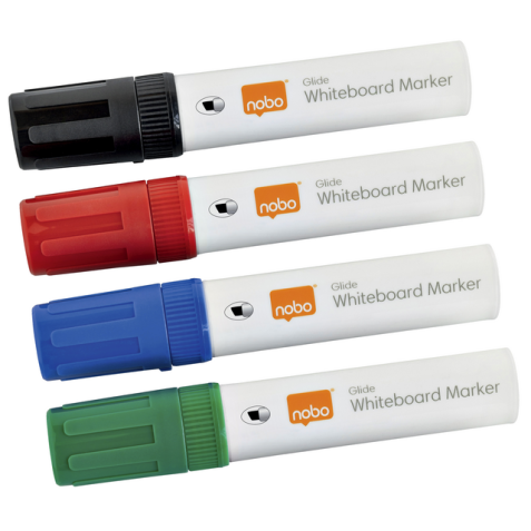 Whiteboardmarker Nobo Glide schuin assorti 10mm 4stuks