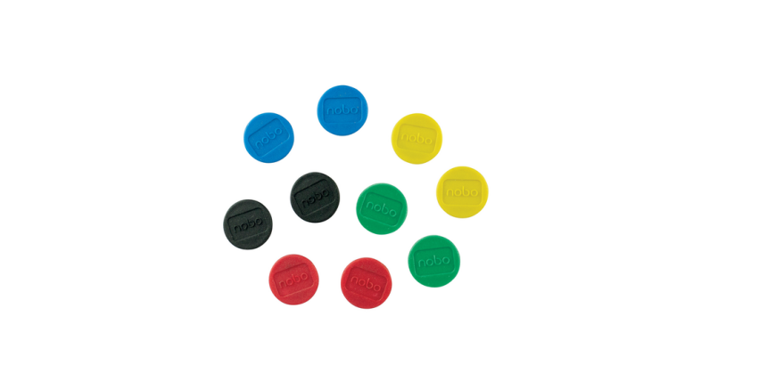 Nobo Magnet 13mm Assorted Pack of 10