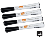 Whiteboardmarker Nobo Glide fijn zwart 1mm 4stuks