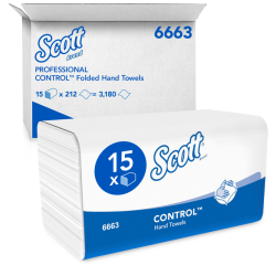 Essuie-mains Scott Control 6663 1 épaisseur pli-I 215x315mm blanc 15x 212 feuilles