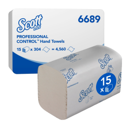 Essuie-mains Scott Control 6689 1 épaisseur pli-I 200x210mm blanc 15x 304 feuilles