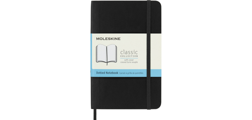 Carnet Moleskine Pocket 90x140mm pointillé couverture souple noir