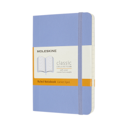 Carnet Moleskine Pocket 90x140mm ligné couverture souple bleu hortensia