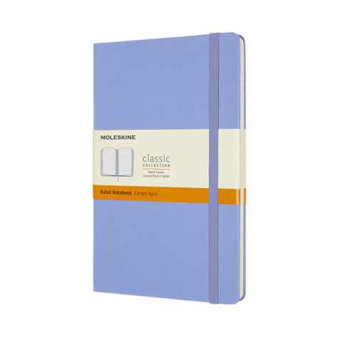 Carnet Moleskine large 130x210mm ligné couverture rigide bleu hortensia