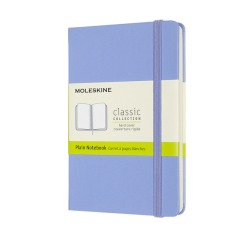 Carnet Moleskine Pocket 90x140mm uni couverture rigide bleu hortensia
