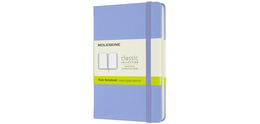 Carnet Moleskine Pocket 90x140mm uni couverture rigide bleu hortensia