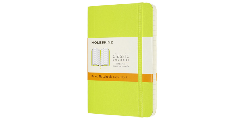 Carnet Moleskine Pocket 90x140mm ligné couverture souple vert citron