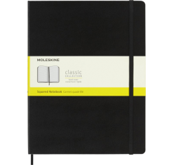 Notitieboek Moleskine XL 190x250mm ruit 5x5 hard cover zwart