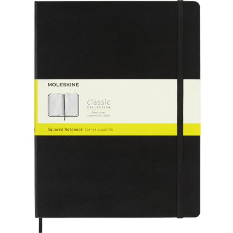 Notitieboek Moleskine XL 190x250mm ruit 5x5 hard cover zwart