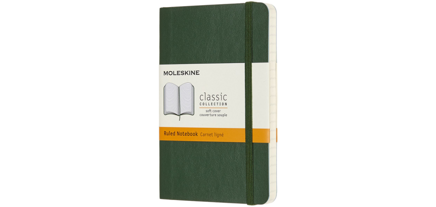 Carnet Moleskine Pocket 90x140mm ligné couverture souple vert myrte