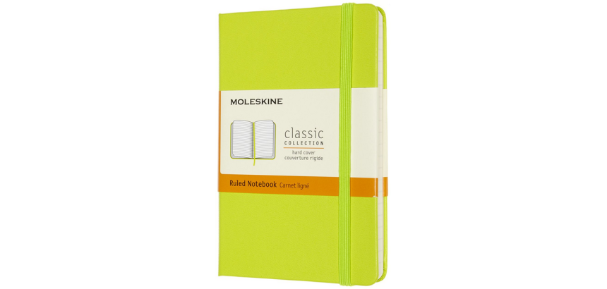 Notitieboek Moleskine pocket 90x140mm lijn hard cover lemon green
