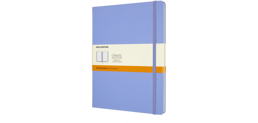 Carnet Moleskine XL 190x250mm ligné couverture rigide bleu hortensia