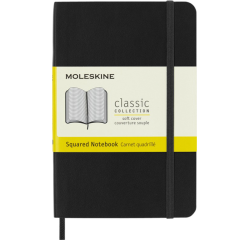 Notitieboek Moleskine pocket 90x140mm ruit 5x5mm soft cover zwart