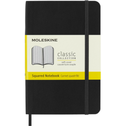 Notitieboek Moleskine pocket 90x140mm ruit 5x5mm soft cover zwart