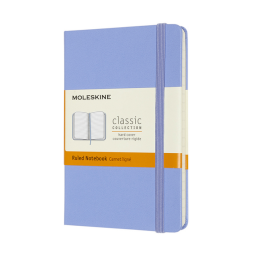 Carnet Moleskine Pocket 90x140mm ligné couverture rigide bleu hortensia