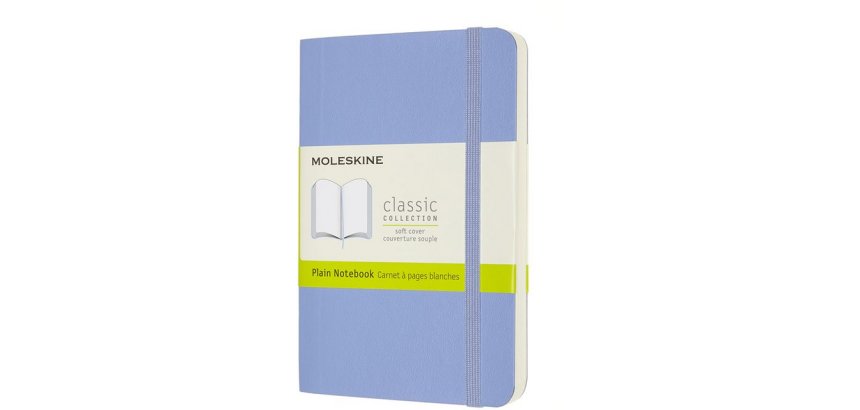 Notitieboek Moleskine pocket 90x140mm blanco soft cover hydrangea blue