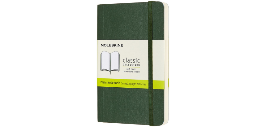 Notitieboek Moleskine pocket 90x140mm blanco soft cover myrtle green