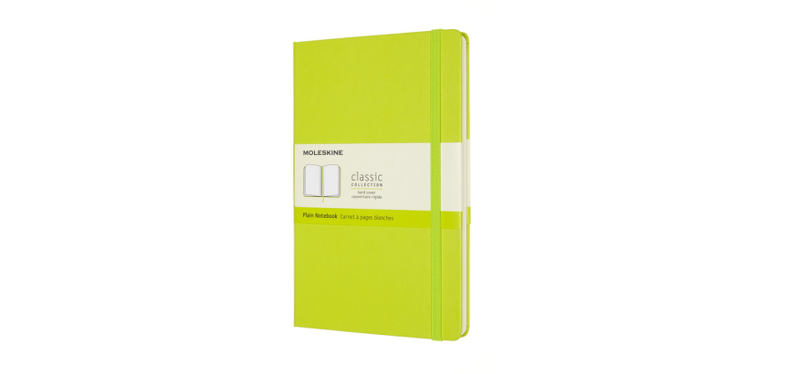 Carnet Moleskine large 130x210mm uni couverture rigide vert citron