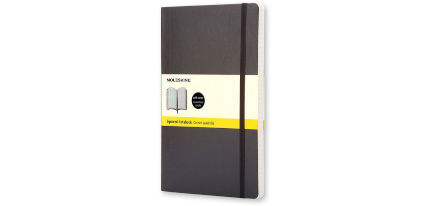 Moleskine-Notizbuch groß 130x210mm kariert 5x5mm weicher Einband schwarz