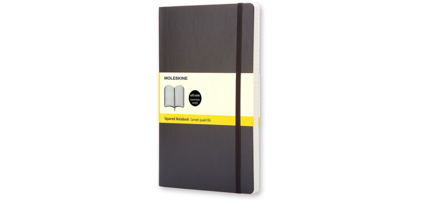 Carnet Moleskine large 130x210mm carreau 5x5mm couverture souple noir