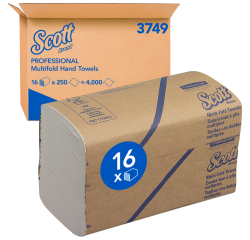 Handdoek Scott m-vouw 1-laags 203x240mm 16x250 vel wit 3749