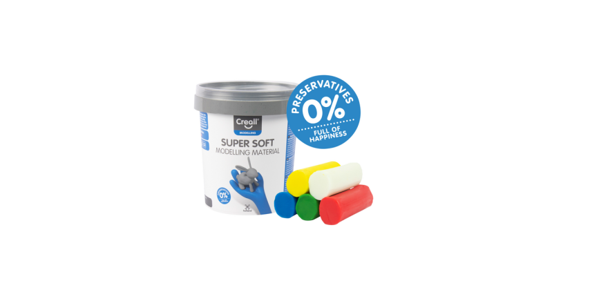 Pâte à modeler Creall super soft rouge/bleu/vert/jaune/blanc 450g