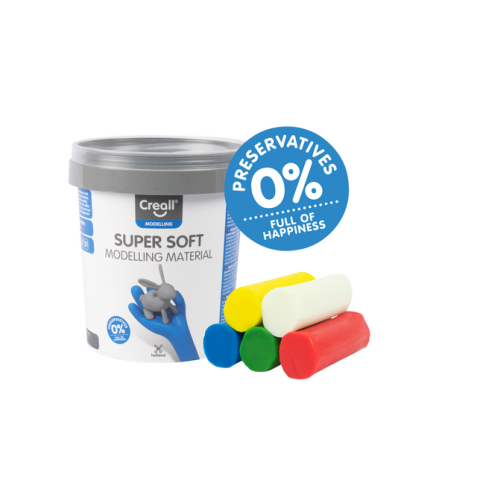 Klei Creall supersoft rood/blauw/groen/geel/wit 450gr