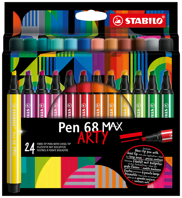 Feutre STABILO Pen 68 Max Arty étui 24 couleurs sur
