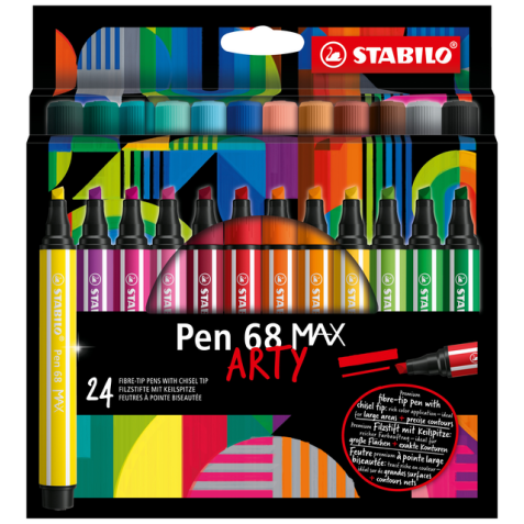 Viltstift STABILO Pen 68 Max Arty assorti etui à 24 stuks