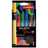STABILO Pen 68 Max felt-tip pens assorted arty case 6 pieces