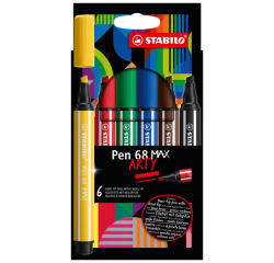 Feutre STABILO Pen 68 Max Arty assorti étui 6 pièces