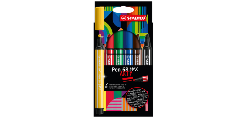 STABILO Pen 68 Max felt-tip pens assorted arty case 6 pieces
