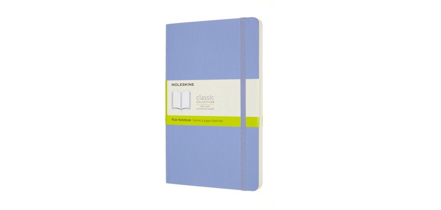 Large Moleskine notebook 130x210mm plain soft cover hydrangea blue