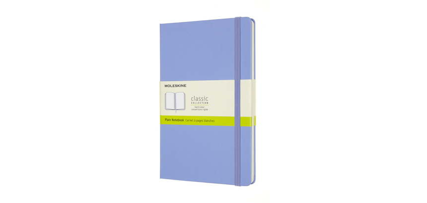 Large Moleskine notebook 130x210mm plain hydrangea blue hardcover