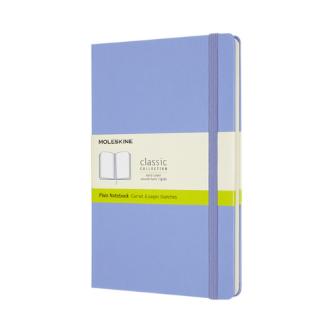 Carnet Moleskine large 130x210mm uni couverture rigide bleu hortensia