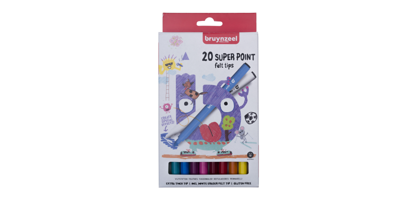 Bruynzeel Kids Super Point Felt-Tip Pen Set 20 Colors