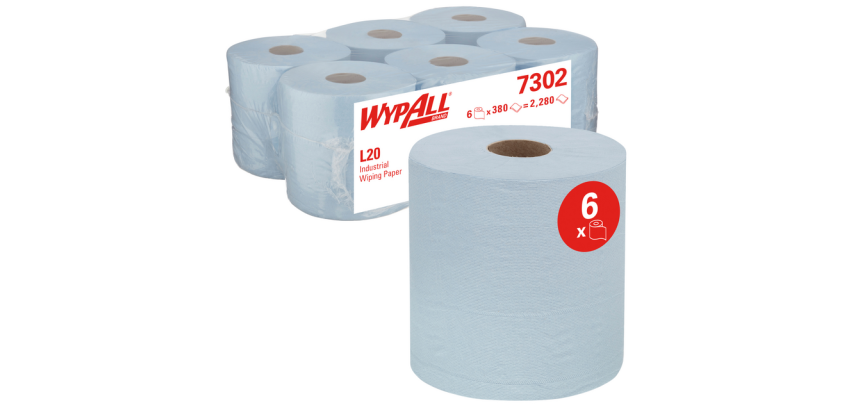 Poetspapier WypAll L20 2-laags 336 vel blauw 7302