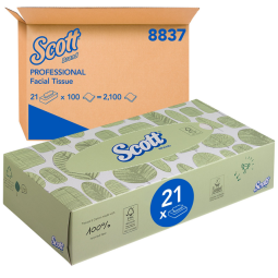 Mouchoir papier KC Scott 8837 standard 2 épaisseurs 21x100 feuilles blanc
