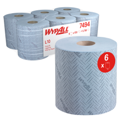 Poetspapier WypAll L10 1-laags 630 vel blauw 7494