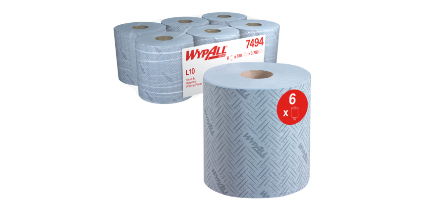 Poetspapier WypAll L10 1-laags 630 vel blauw 7494