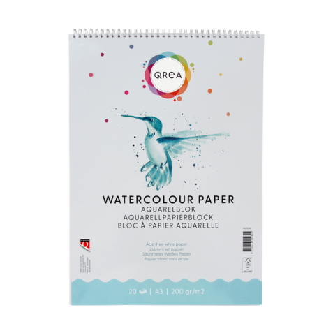 Bloc aquarelle Qrea A3 20 feuilles 200g spirale