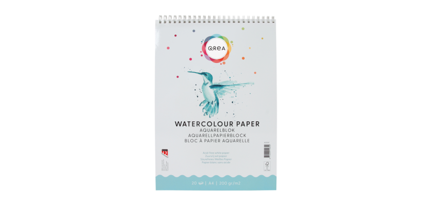 Qrea Aquarellblock A4 20 Blatt 200g Spiralbindung